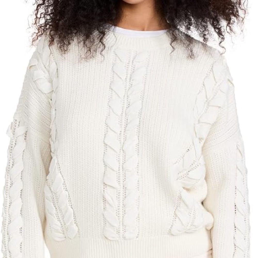 Club Monaco Woven Detail Cream Sweater